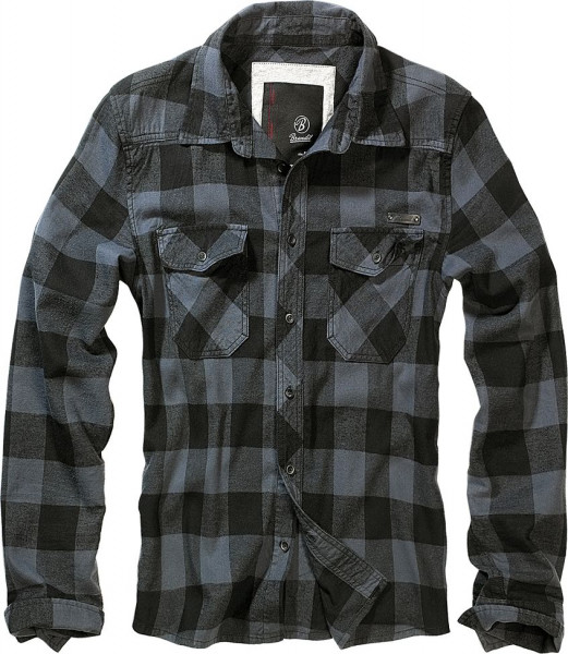 Brandit Hemd Checkshirt in Black/Grey