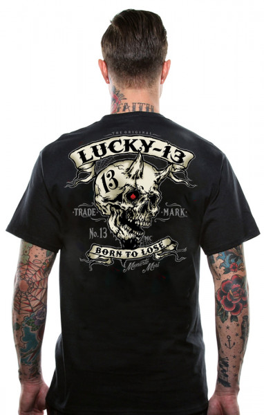 Lucky 13 T-Shirt Evil Skull Black