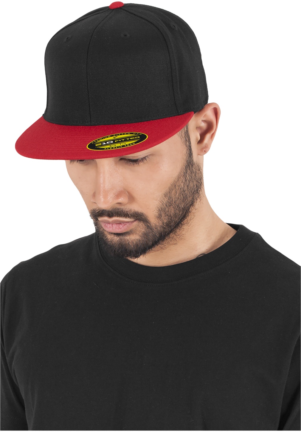 Flexfit Cap Premium 210 Fitted 2-Tone Schwarz/Rot - Herren / Unisex