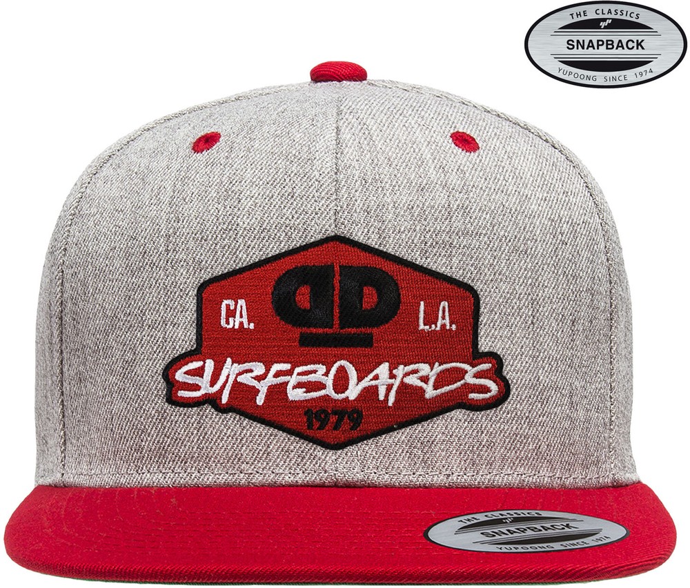 Dope & Deep Surfboards Premium Snapback Cap Heather-Grau-Rot - Herren / Unisex