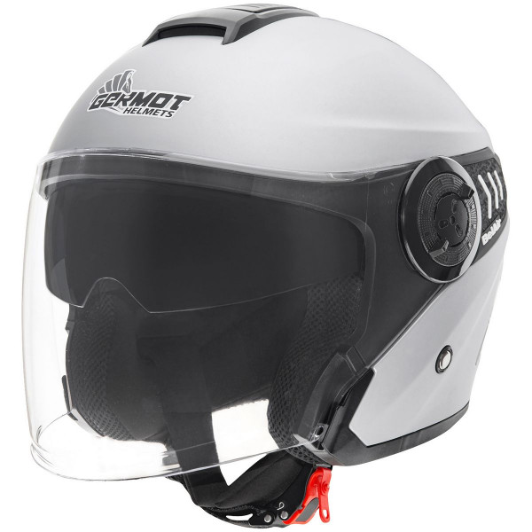 Germot Motorrad Helm GM 660 Jethelm mit integriertem Sonnenvisier matt Silver