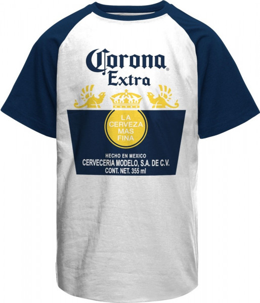 Corona Extra Label Baseball T-Shirt White-Navy