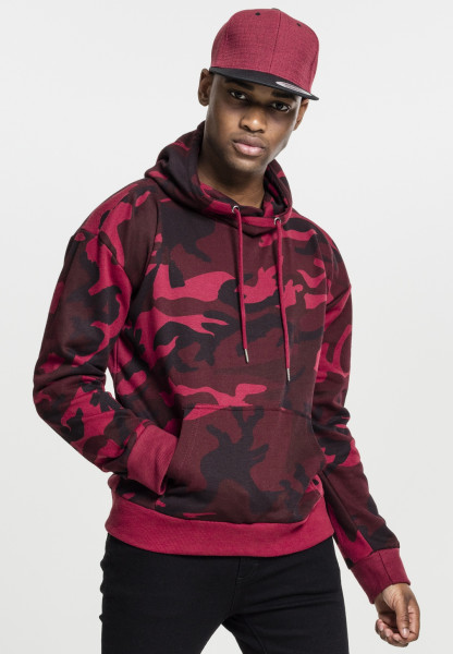 Urban Classics Hoodie High Neck Camo Hoody Burgundy Camouflage