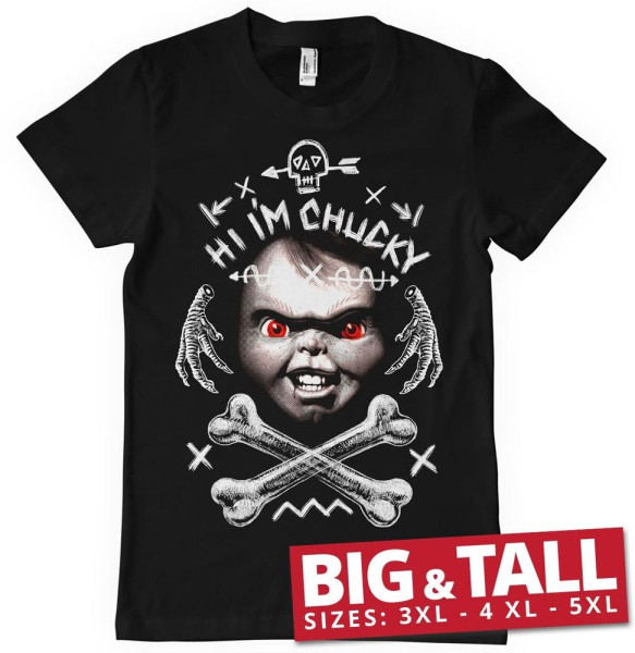 Chucky Hi I'm Chucky Big & Tall T-Shirt Black