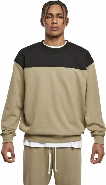 Urban Classics Hoodie / Sweatshirt Upper Block Crewneck Khaki/Black
