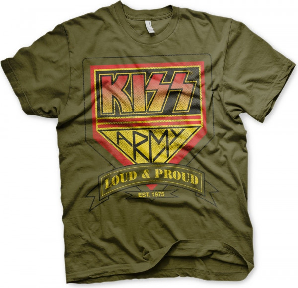 Kiss Army Distressed Logo T-Shirt Olive