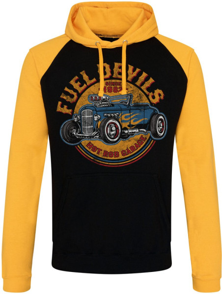 Fuel Devils Flame Rod Baseball Hoodie Black-Yellow