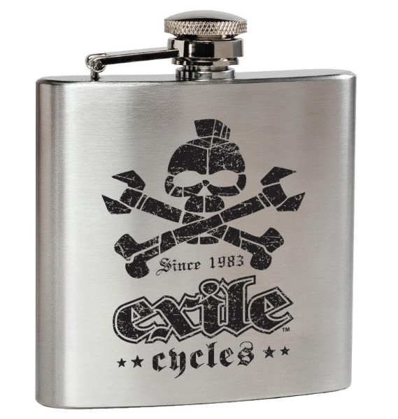 Exile Flask Stainless Steel Hip Flask Skull Tradition Silver