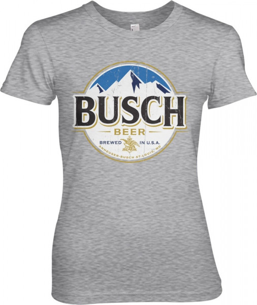 Busch Beer Vintage Label Girly Tee Damen T-Shirt Heather-Grey
