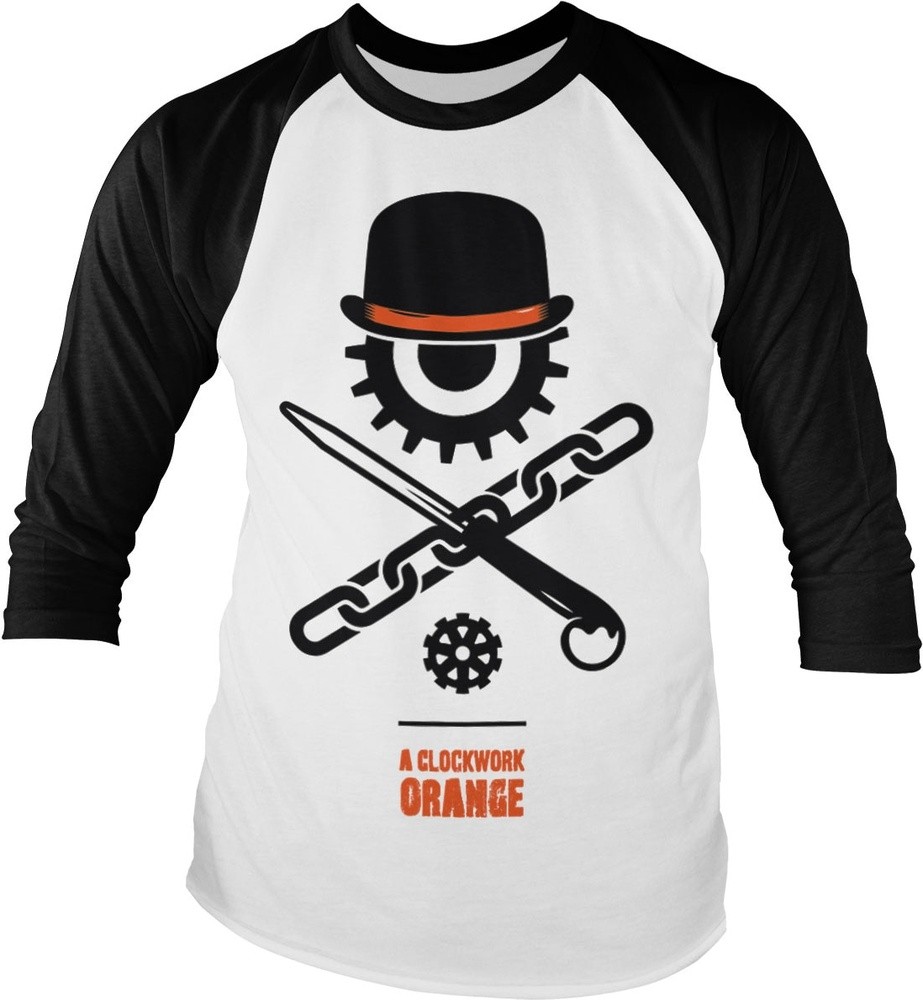 Clockwork Orange Bowler Eye Longsleeve Baseball Tee Weiß-Schwarz - Herren / Unisex
