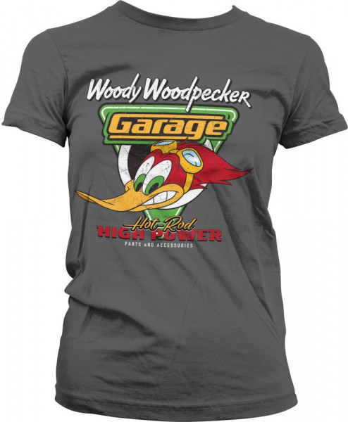Woody Woodpecker Garage Girly Tee Damen T-Shirt Dark-Grey