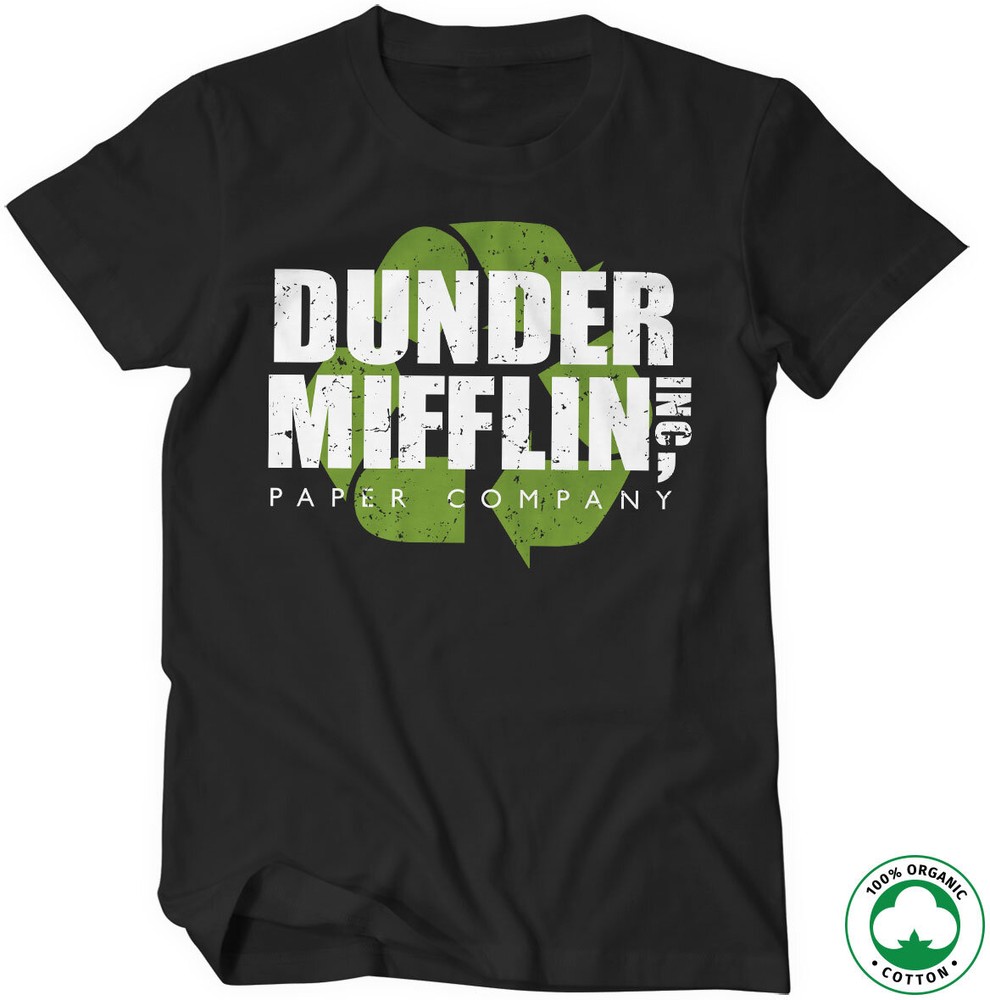 The Office Dunder Mifflin Recycle Logo Organic T-Shirt Schwarz - Herren / Unisex
