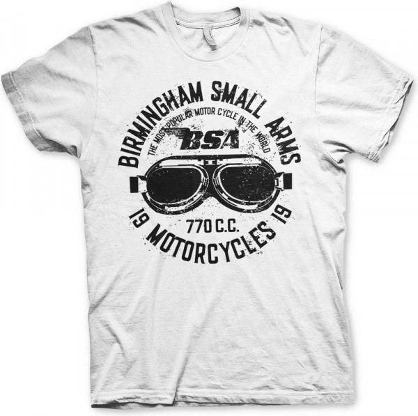 BSA Birmingham Small Arms Goggles T-Shirt White