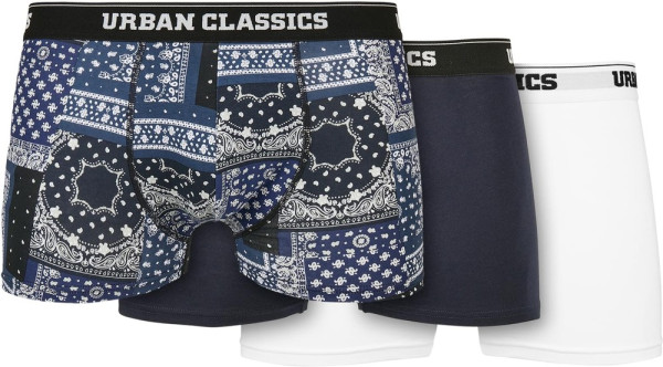 Urban Classics Organic Boxer Shorts 3-Pack Bandana Navy+Navy+White