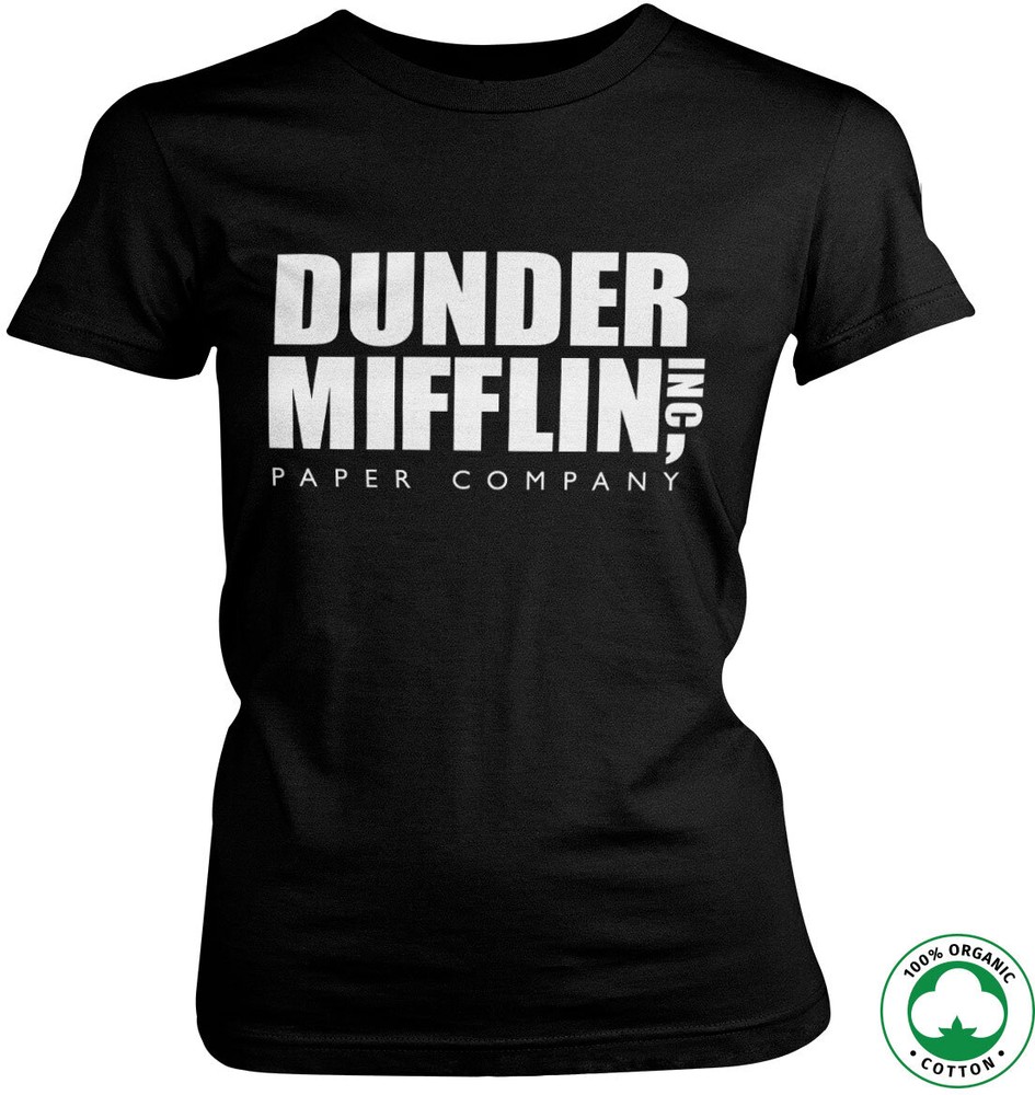 The Office Dunder Mifflin Inc. Logo Organic Girly Tee Damen T-Shirt Schwarz - Damen