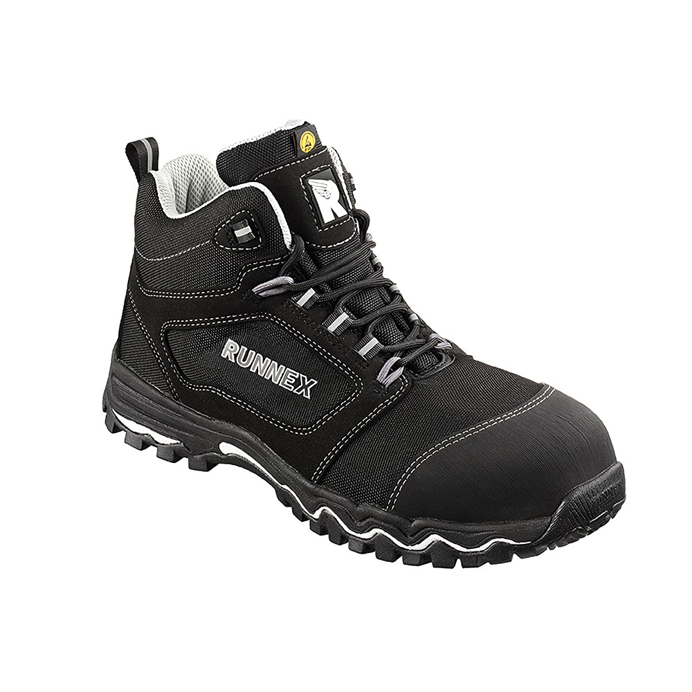 RUNNEX S3-ESD-Sicherheitsschnürstiefel LightStar Schwarz/Weiß/Grau - Herren / Unisex
