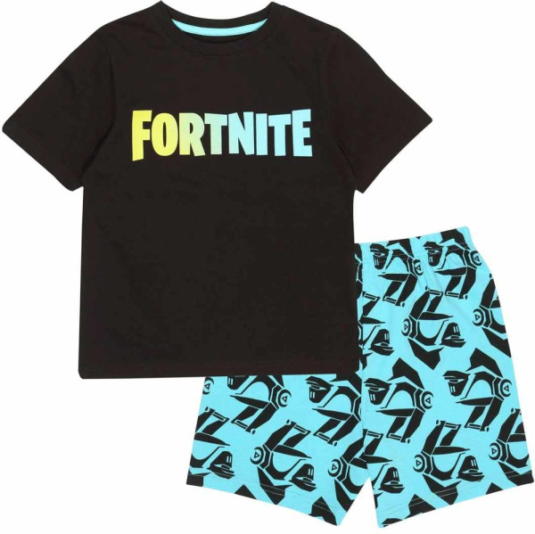 Fortnite - Text Gradient Logo (Kids Unisex Short Pyjama Set) Jungen Kinder Schlafanzug Black