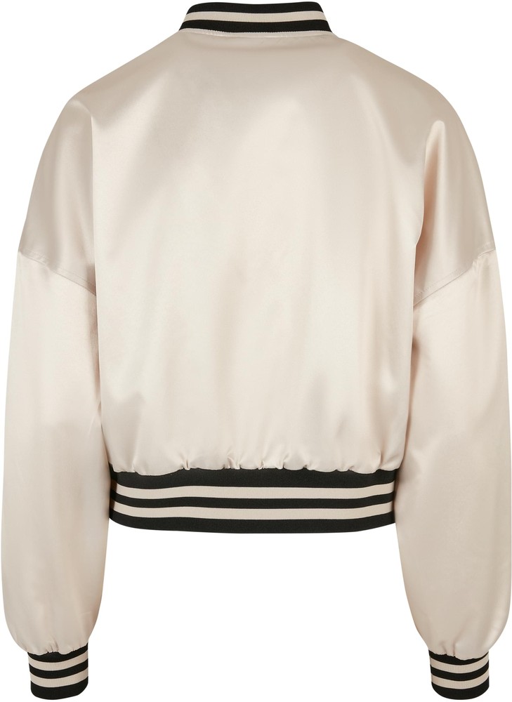 Urban Classics Damen Jacke Ladies Short Oversized Satin College Jacket  Softseagrass | Jacken / Westen | Damen | Lifestyle