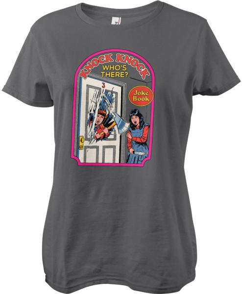 Steven Rhodes Knock Knock Who'S There Girly Tee Damen T-Shirt Darkgrey