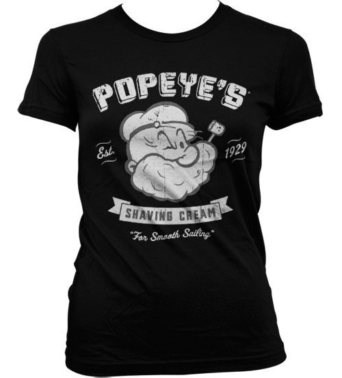 Popeye's Shaving Cream Girly T-Shirt Damen Black