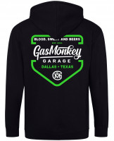 Gas Monkey Garage Hoodie Green Shield Zip Black