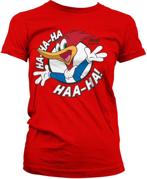 Woody Woodpecker HaHaHa Girly Tee Damen T-Shirt Red