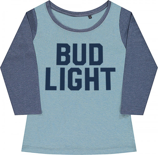Budweiser Bud Light Varsity Girly Baseball Tee Damen T-Shirt Seafoam-Denim