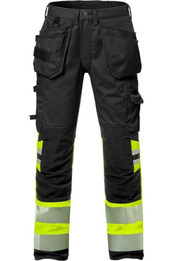 Fristads High Vis Handwerker Stretch-Hose Kl. 1 2706 PLU Warnschutz-Gelb/Schwarz - Herren / Unisex