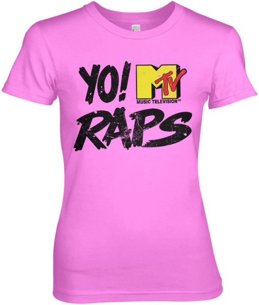 Yo! MTV Raps Damen T-Shirt Distressed Logo Girly Tee MTV-5-YMR002-H80-4