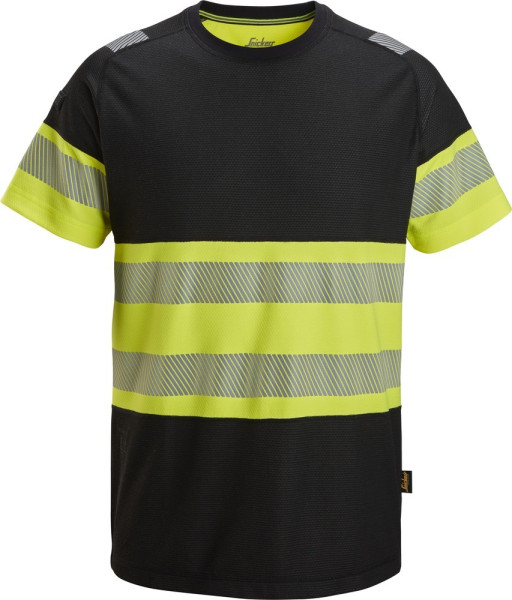 Snickers Warnschutz-Shirt High-Vis T-Shirt, Klasse 1 Schwarz/High-Vis Gelb