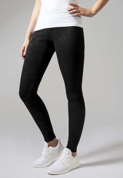 Urban Classics Women Leggings Ladies Imitation Suede Leggings Black