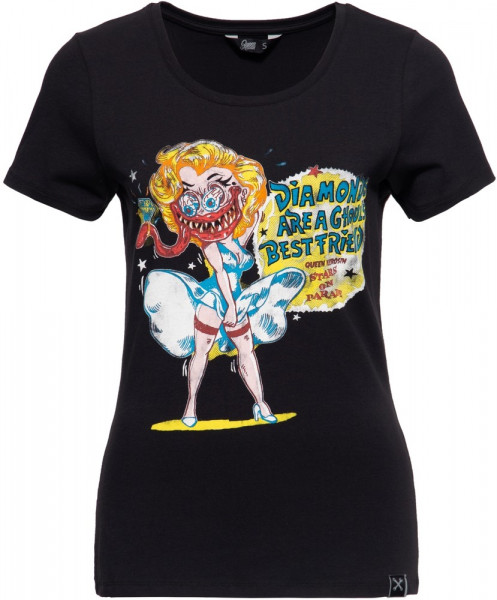 Queen Kerosin Monster T-Shirt mit Frontprint QK4215357359 Schwarz