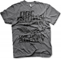 Back to the Future Doc Brown Time Travel Agency T-Shirt Dark-Grey Back to the Future Doc Brown Time Travel Agency T-Shirt Dark-Grey