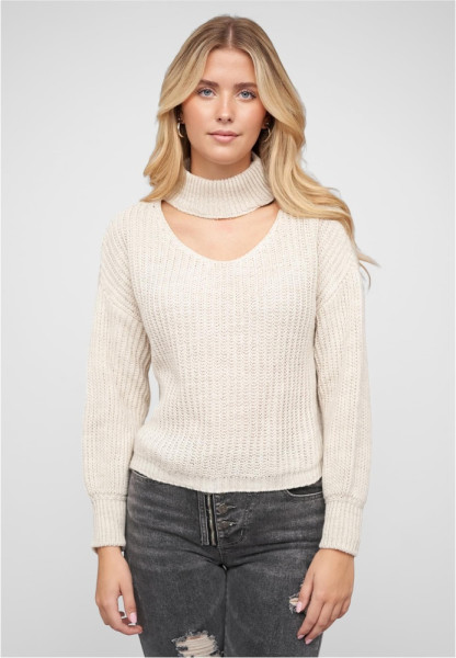 Cloud5ive Damen Pullover mit Stehrollkragen und V-Ausschnitt 21116072
