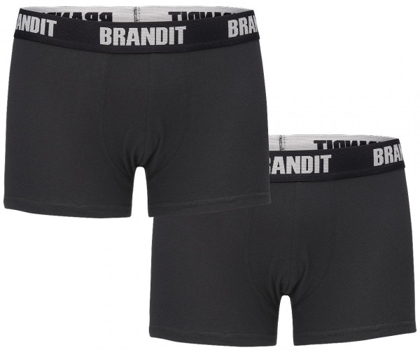 Brandit Boxershorts Logo 2er Pack in Black+Black
