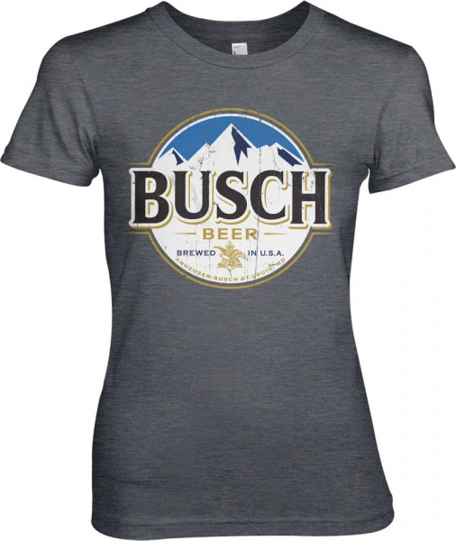 Busch Beer Vintage Label Girly Tee Damen T-Shirt Dark-Heather