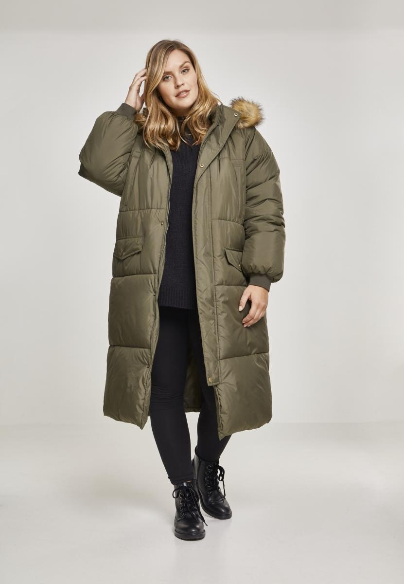Ladies Jackets | Urban Coat Women Beige | Classics Puffer Jacket Faux Darkolive/ Women Oversize | Fur Lifestyle