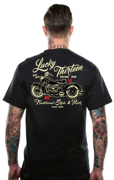 Lucky 13 T-Shirt Vintage Iron Black