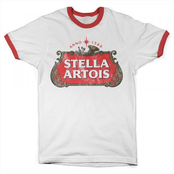 Stella Artois Washed Logo Ringer Tee T-Shirt White-Red