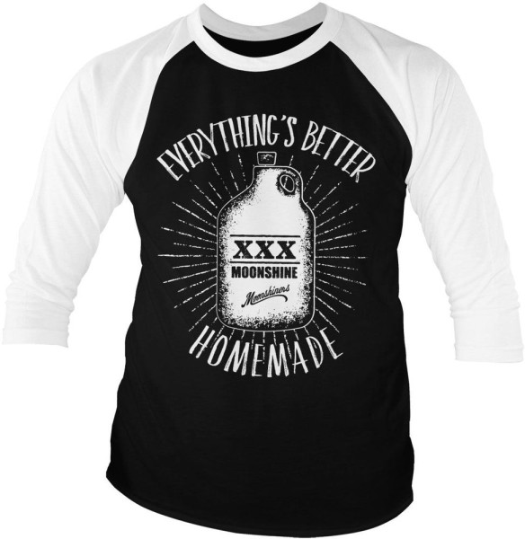 Moonshiners Everythings Better Homemade Baseball 3/4 Sleeve Tee DC-19-MS004-H82-13
