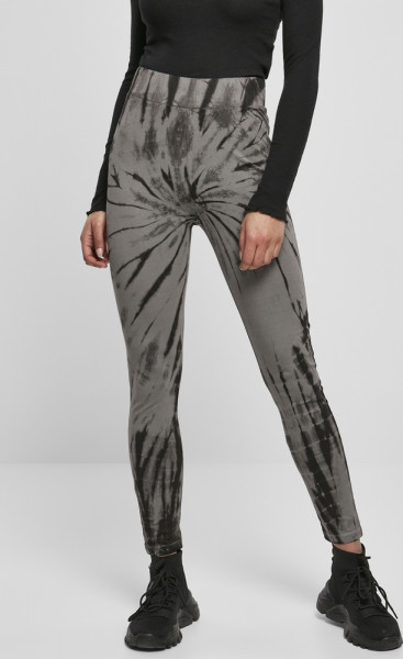Urban Classics Damen Leggings Ladies Cotton Tie Dye High Waist Leggings Black/Asphalt