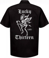 Lucky 13 Workshirt Winged Skully Black