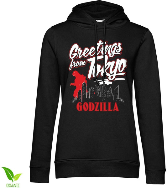 Godzilla Greetings From Tokyo Girls Damen Hoodie Black