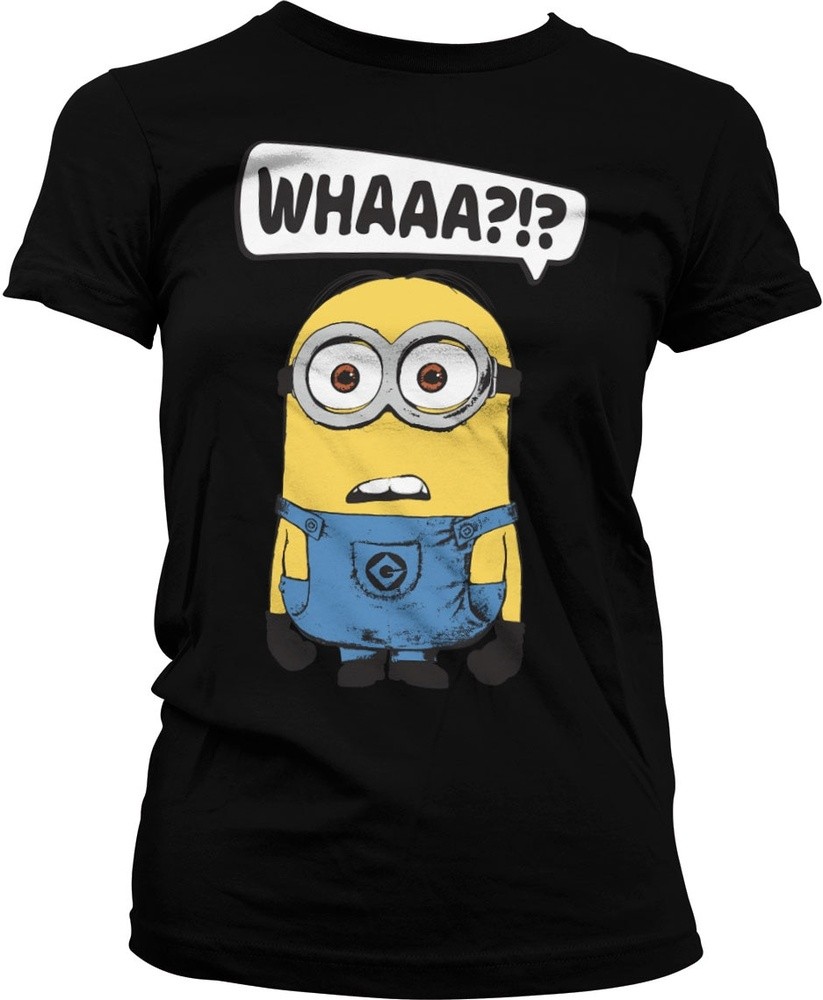Minions Whaaa?!? Girly Tee Damen T-Shirt Schwarz - Damen