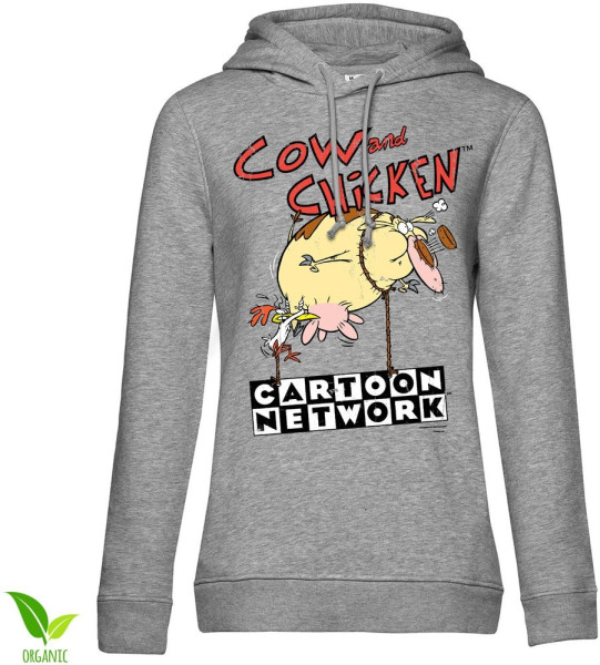 Cow And Chicken Balloon Girls Damen Hoodie Heathergrey