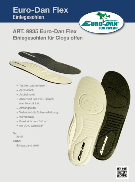 Euro-Dan 9935 Flex Einlegesohle für Clogs offen/400 Serie