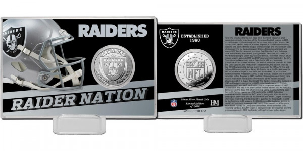 Las Vegas Raiders Team History Silver Coin Card American Football NFL Silber