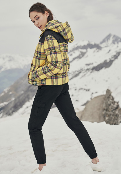 Urban Classics Women Winter Jacket Ladies AOP 2-Tone Puffer Jacket Brightyellow/Black