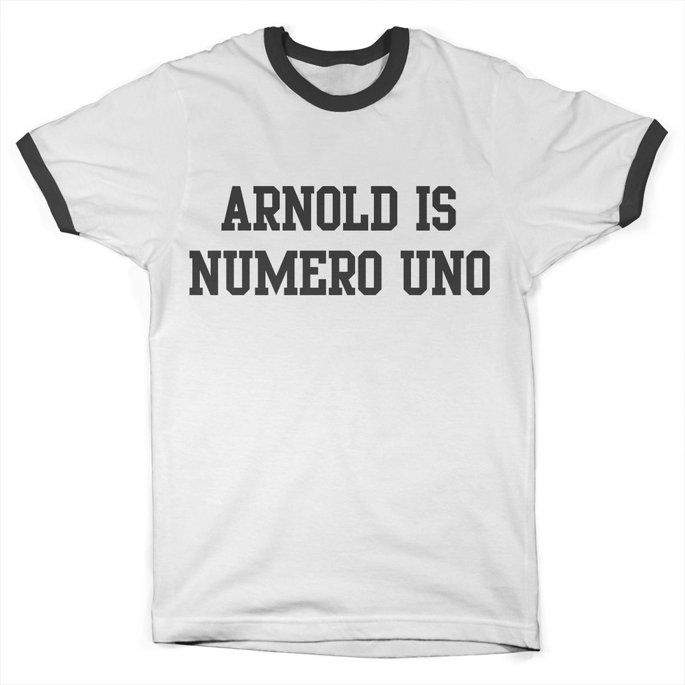 Hybris Arnold is Numero Uno Ringer Tee T-Shirt Weiß-Schwarz - Herren / Unisex