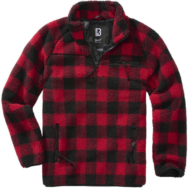 Brandit Herren Sweatshirt Teddyfleece Troyer Red/Black